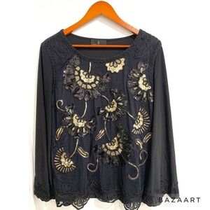 Alfredo Pauly Sequin Mesh women Black Top Sz: 42/ Large